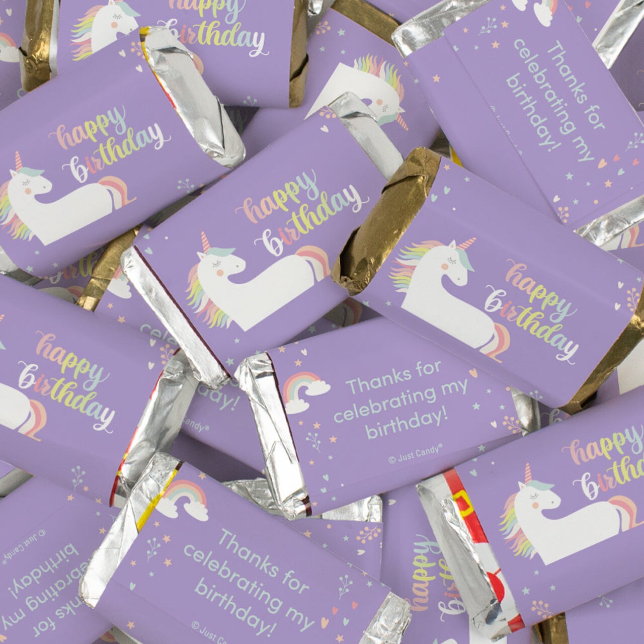 34 Pcs Birthday Assorted Individually Wrapped Hershey's Chocolate Miniatures For Birthday Party Candy, Party Favors, Gifts For Adults And Kids, Candy Buffets, Party Supplies - Unicorn 10oz Bag